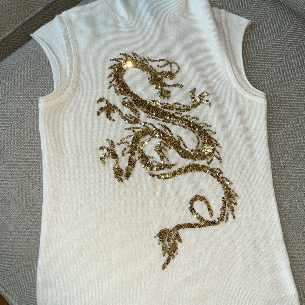 IISLI.. Cashmere dragon sequin top..